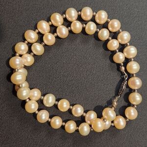 Cultured Pearl Necklace - Champagne Pearls 18"